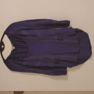 Lucky Brand purple peasant blouse with collar ties, xs